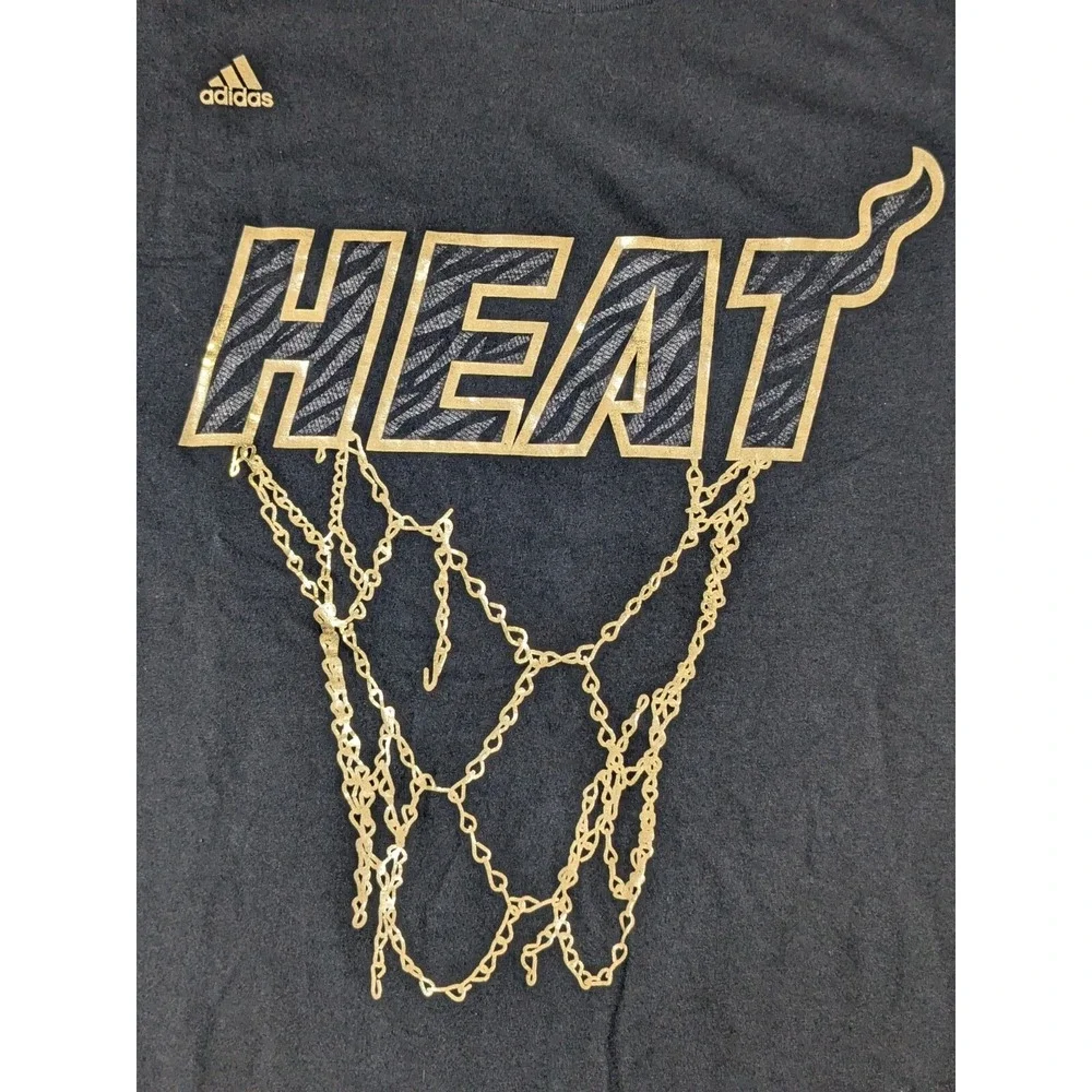 MIAMI‎ HEAT GOLDEN NET Men XL Black ADDISAS GO-TO TEE T-Shirt